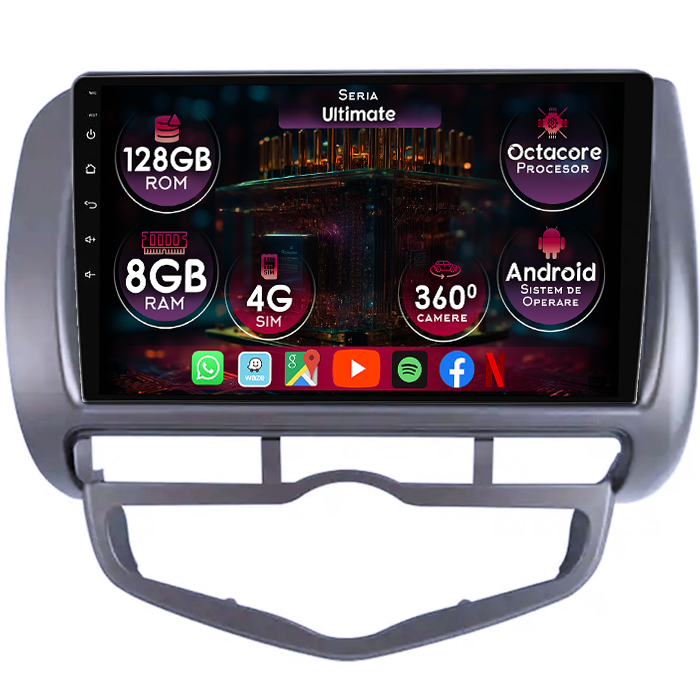 Navigatie dedicata Honda Jazz/City 2006, 8GB RAM 128GB ROM, Octacore, Platforma TS18, Display 9" QLED, Carplay&Android Auto, Android 14, Ventilator Activ - imagine 1