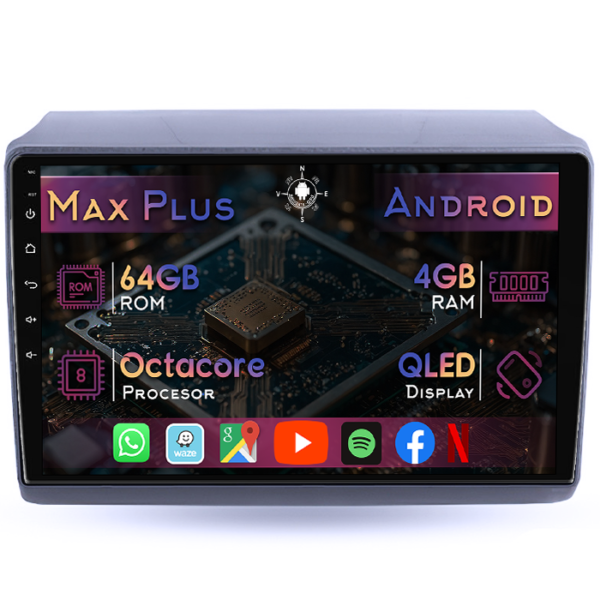 Navigatie dedicata Citroen Jumper 2006+, 4GB RAM 64GB ROM, Octacore, Display 9" QLED, Carplay&Android Auto, Android 14, Suport camere AHD