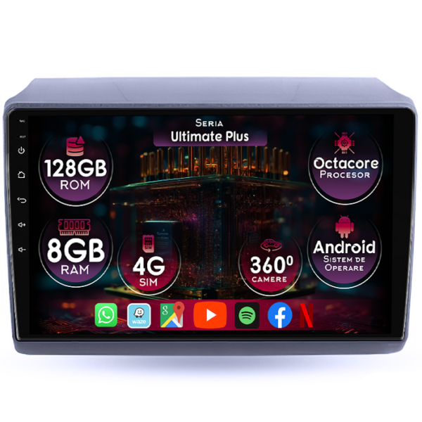 Navigatie dedicata Citroen Jumper 2006+, 8GB RAM 128GB ROM, Octacore, Platforma 7862, Display 9" QLED, Carplay&Android Auto, Android 14, Ventilator Activ