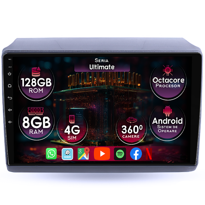 Navigatie dedicata Citroen Jumper 2006+, 8GB RAM 128GB ROM, Octacore, Platforma TS18, Display 9" QLED, Carplay&Android Auto, Android 14, Ventilator Activ - imagine 1