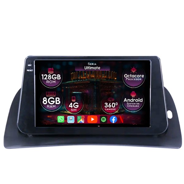Navigatie dedicata Renault Kangoo 2014-2021, 8GB RAM 128GB ROM, Octacore, Platforma TS18, Display 9" QLED, Carplay&Android Auto, Android 14, Ventilator Activ