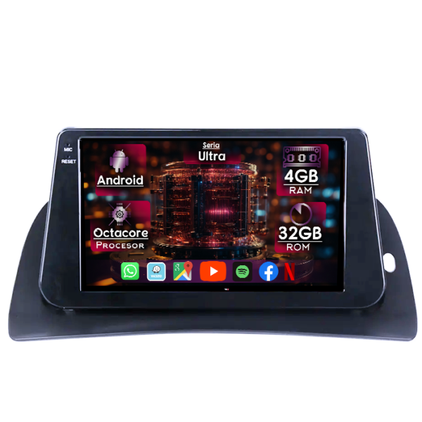 Navigatie dedicata Renault Kangoo 2014-2021, 4GB RAM 32GB ROM, Octacore, Display 9" QLED, Carplay&Android Auto, Android 14, Ventilator Activ
