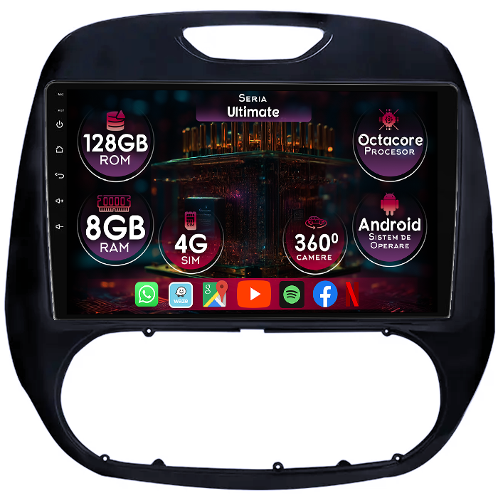 Navigatie dedicata Renault Kaptur 2016-2019, 8GB RAM 128GB ROM, Octacore, Platforma TS18, Display 9" QLED, Carplay&Android Auto, Android 14, Ventilator Activ - imagine 1