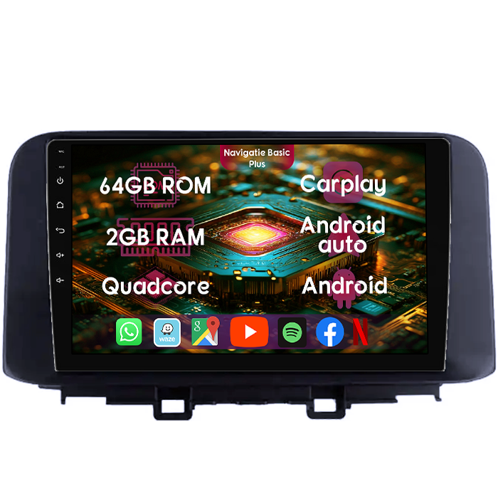 Navigatie dedicata Hyundai Kona 2018-2020, 2GB RAM 64GB ROM, Quad Core, Display 10" IPS Full HD, Carplay&Android Auto, Android 14, Suport camere AHD - imagine 1