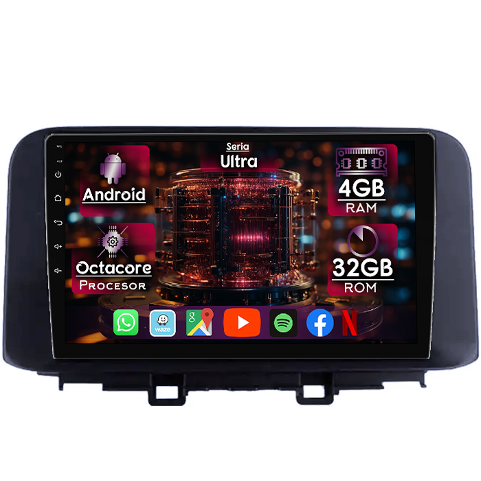 Navigatie dedicata Hyundai Kona 2018-2020, 4GB RAM 32GB ROM, Octacore, Display 10" QLED, Carplay&Android Auto, Android 14, Ventilator Activ - imagine 1