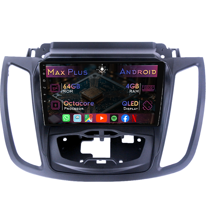 Navigatie dedicata Ford Escape 2012-2019, 4GB RAM 64GB ROM, Octacore, Display 9" QLED, Carplay&Android Auto, Android 14, Suport camere AHD - imagine 1