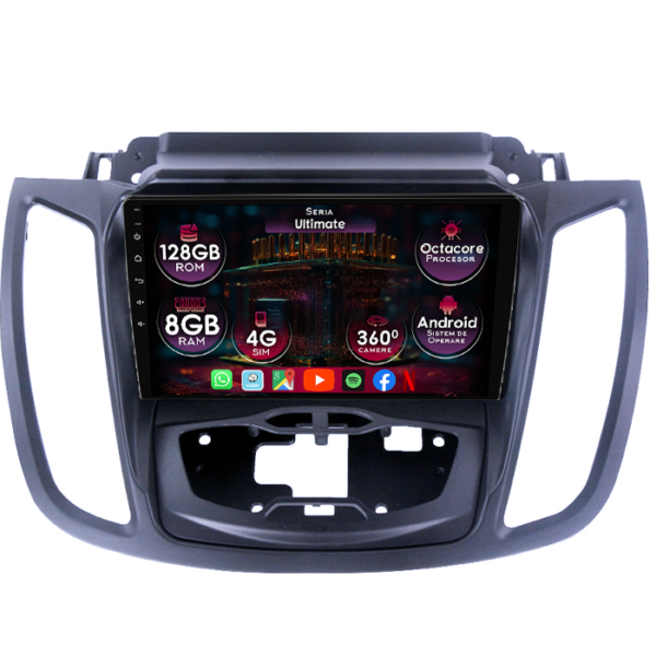 Navigatie dedicata Ford C-Max 2/Grand C-Max 2010-2019, 8GB RAM 128GB ROM, Octacore, Platforma TS18, Display 9" QLED, Carplay&Android Auto, Android 14, Ventilator Activ