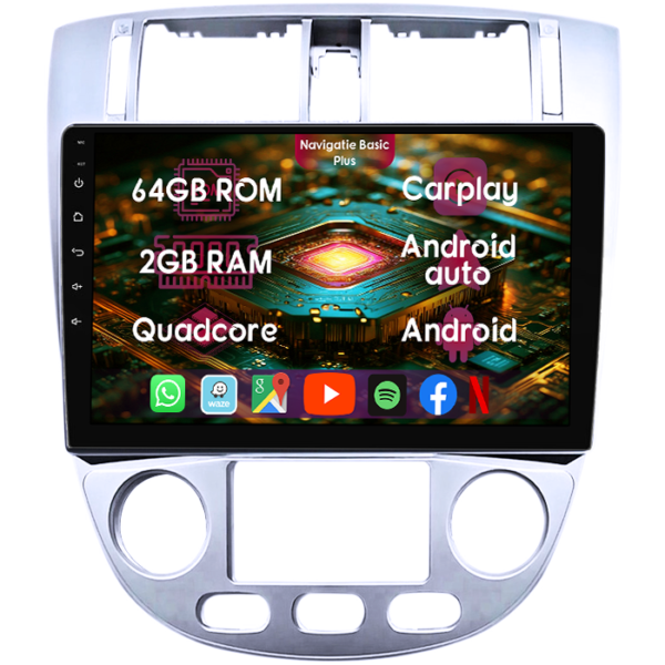 Navigatie dedicata Chevrolet Lacetti 2004-2013, 2GB RAM 64GB ROM, Quad Core, Display 9" IPS Full HD, Carplay&Android Auto, Android 14, Suport camere AHD