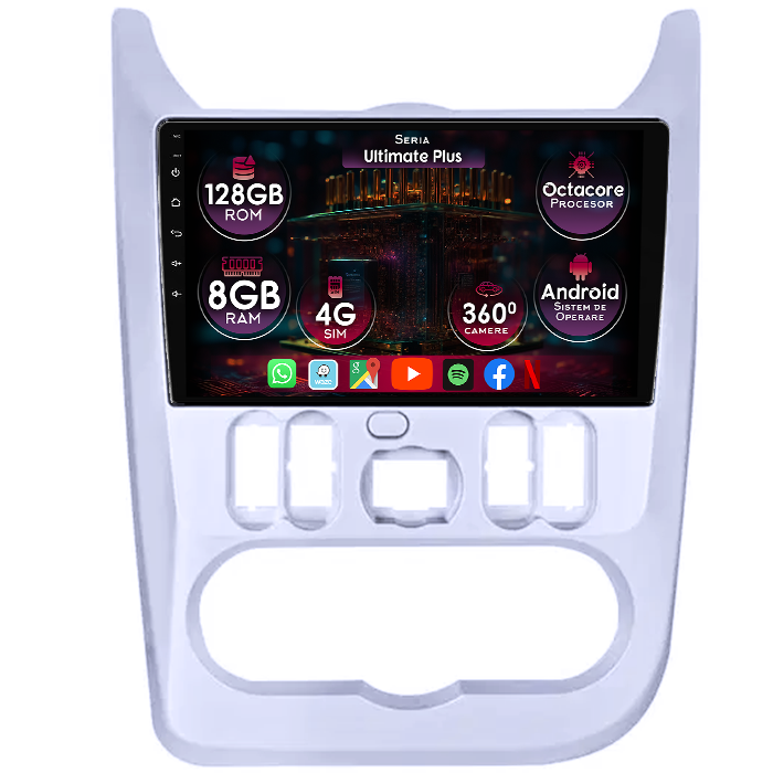Navigatie dedicata Renault Logan 2009-2015, 8GB RAM 128GB ROM, Octacore, Platforma 7862, Display 9" QLED 2K, Carplay&Android Auto, Android 14, Ventilator Activ - imagine 1