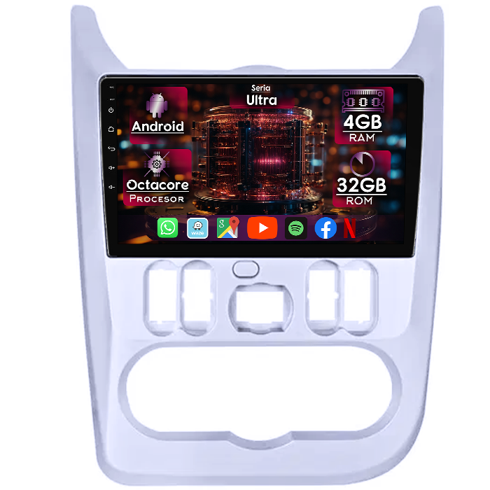 Navigatie dedicata Renault Logan 2009-2015, 4GB RAM 32GB ROM, Octacore, Display 9" QLED 2K, Carplay&Android Auto, Android 14, Ventilator Activ - imagine 1