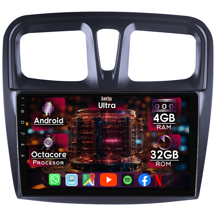 Navigatie dedicata Renault Logan 2014-2019, 4GB RAM 32GB ROM, Octacore, Display 9" QLED 2K, Carplay&Android Auto, Android 14, Ventilator Activ - imagine 1