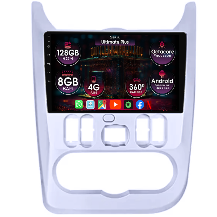 Navigatie dedicata Dacia Logan 2008-2013, 8GB RAM 128GB ROM, Octacore, Platforma 7862, Display 9" QLED 2K, Carplay&Android Auto, Android 14, Ventilator Activ - imagine 1