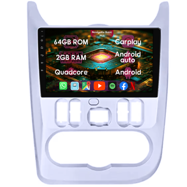 Navigatie dedicata Dacia Duster 2010-2012, 2GB RAM 64GB ROM, Quad Core, Display 9" IPS Full HD, Carplay&Android Auto, Android 14, Suport camere AHD