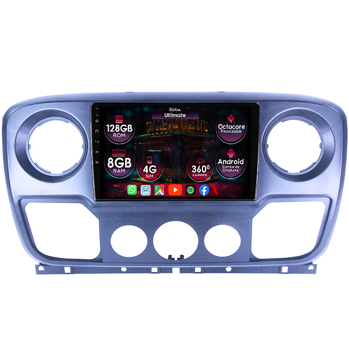 Navigatie dedicata Renault Master 2010-2019, 8GB RAM 128GB ROM, Octacore, Platforma TS18, Display 10" QLED, Carplay&Android Auto, Android 14, Ventilator Activ - imagine 1