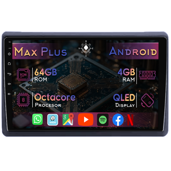 Navigatie dedicata Renault Master 2021, 4GB RAM 64GB ROM, Octacore, Display 10" QLED, Carplay&Android Auto, Android 14, Suport camere AHD