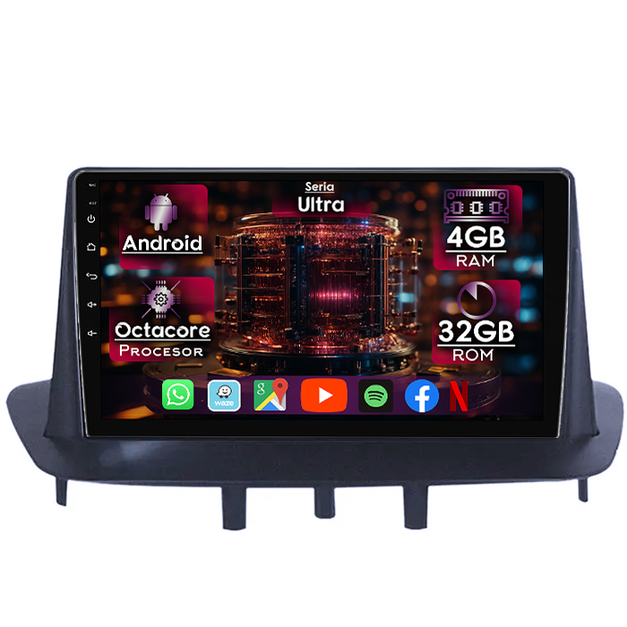 Navigatie dedicata Renault Megane 3 2008-2014, 4GB RAM 32GB ROM, Octacore, Display 9" QLED, Carplay, Android 13, Bluetooth, Magazin Play, Ventilator Activ - imagine 1