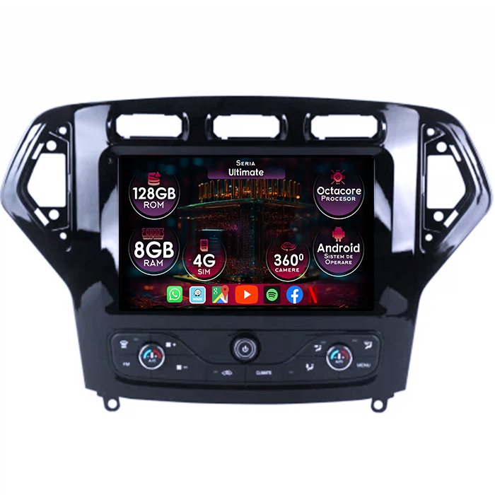 Navigatie dedicata Ford Mondeo 4 2007-2011, cu navigatie originala, 8GB RAM 128GB ROM, Octacore, Platforma TS18, Display 9" QLED, Carplay&Android Auto, Android 14, Ventilator Activ - imagine 1
