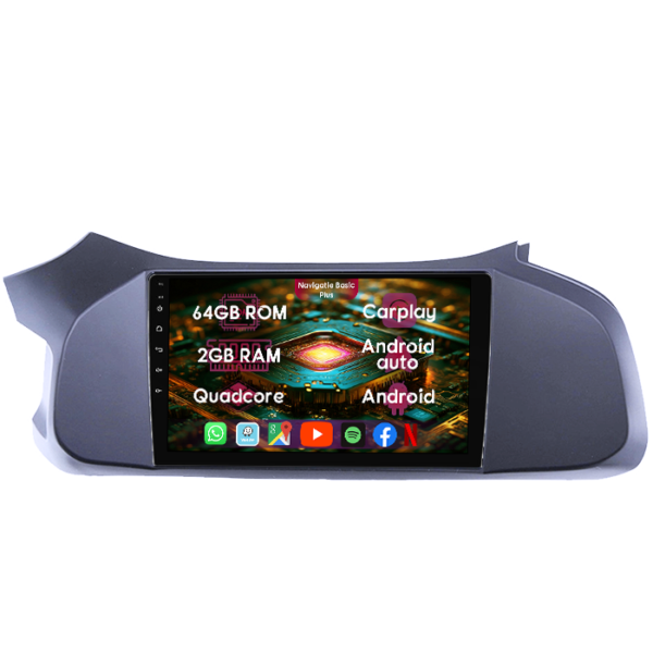 Navigatie dedicata Chevrolet Onix 2012-2019, 2GB RAM 64GB ROM, Quad Core, Display 9" IPS Full HD, Carplay&Android Auto, Android 14, Suport camere AHD