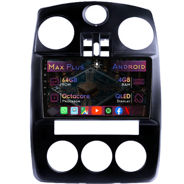 Navigatie dedicata Chrysler PT Cruiser 2005-2010, 4GB RAM 64GB ROM, Octacore, Display 9" QLED, Carplay&Android Auto, Android 14, Suport camere AHD
