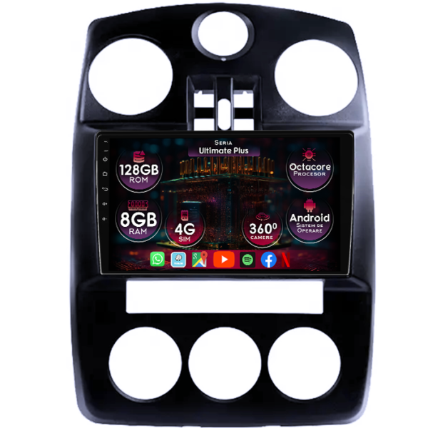 Navigatie dedicata Chrysler PT Cruiser 2005-2010, 8GB RAM 128GB ROM, Octacore, Platforma 7862, Display 9" QLED, Carplay&Android Auto, Android 14, Ventilator Activ