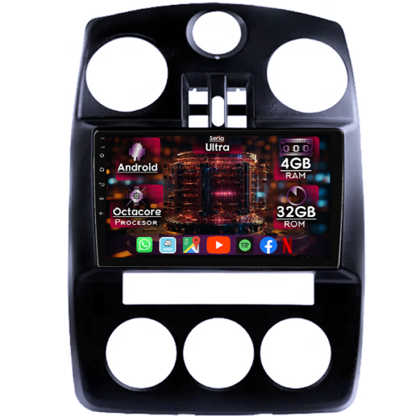 Navigatie dedicata Chrysler PT Cruiser 2005-2010, 4GB RAM 32GB ROM, Octacore, Display 9" QLED, Carplay&Android Auto, Android 14, Ventilator Activ