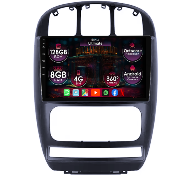 Navigatie dedicata Chrysler Pacifica 2006-2012, 8GB RAM 128GB ROM, Octacore, Platforma TS18, Display 9" QLED, Carplay&Android Auto, Android 14, Ventilator Activ