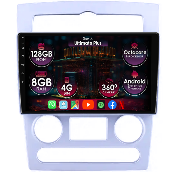 Navigatie dedicata Hyundai Rohens Coupe 2004-2006, 8GB RAM 128GB ROM, Octacore, Platforma 7862, Display 9" QLED, Carplay&Android Auto, Android 14, Ventilator Activ
