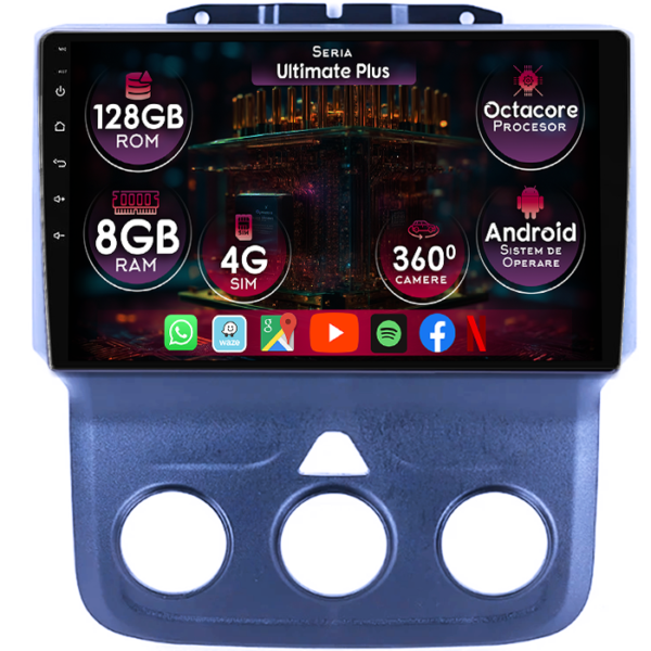 Navigatie dedicata Dodge RAM 2018, 8GB RAM 128GB ROM, Octacore, Platforma 7862, Display 9" QLED, Carplay&Android Auto, Android 14, Ventilator Activ