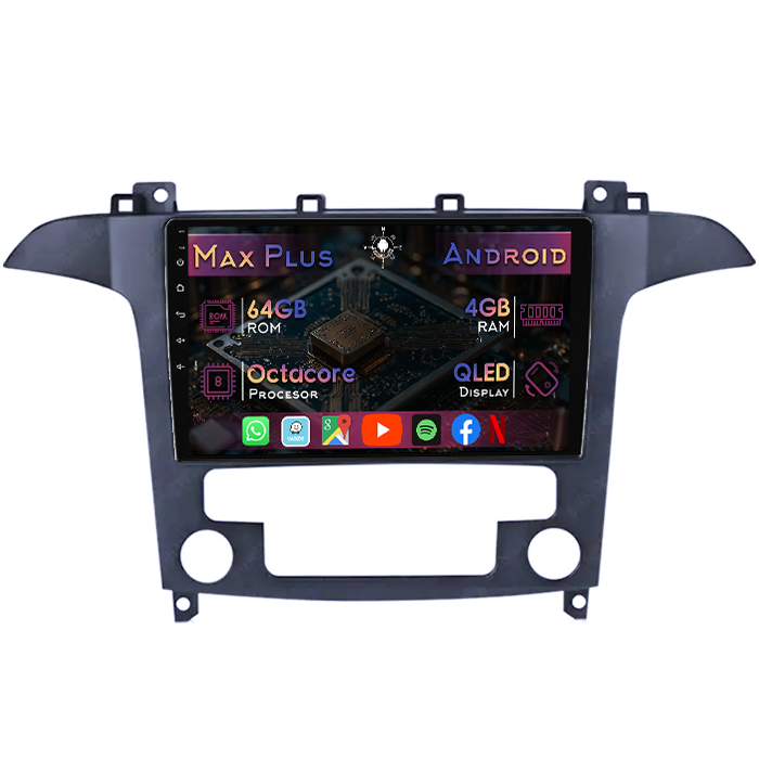 Navigatie dedicata Ford S-Max 2006-2015, 4GB RAM 64GB ROM, Octacore, Display 9" QLED, Carplay&Android Auto, Android 14, Suport camere AHD - imagine 1