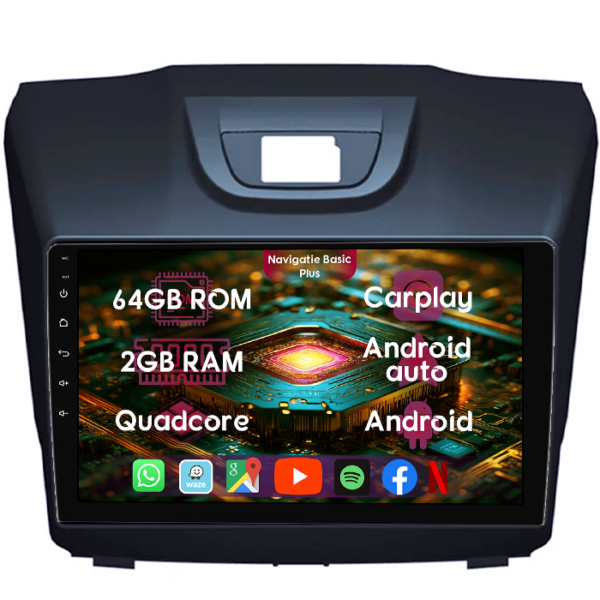 Navigatie dedicata Chevrolet S10, 2GB RAM 64GB ROM, Quad Core, Display 9" IPS Full HD, Carplay&Android Auto, Android 14, Suport camere AHD