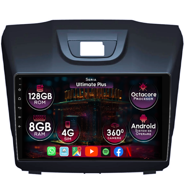 Navigatie dedicata Chevrolet S10, 8GB RAM 128GB ROM, Octacore, Platforma 7862, Display 9" QLED, Carplay&Android Auto, Android 14, Ventilator Activ