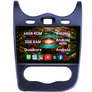 Navigatie dedicata Renault Sandero 2013-2014, 2GB RAM 64GB ROM, Quad Core, Display 9" IPS Full HD, Carplay&Android Auto, Android 14, Suport camere AHD - imagine 1