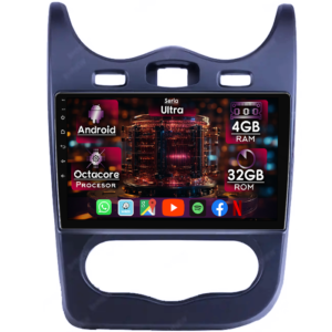 Navigatie dedicata Renault Sandero 2013-2014, 4GB RAM 32GB ROM, Octacore, Display 9" QLED 2K, Carplay&Android Auto, Android 14, Ventilator Activ - imagine 1