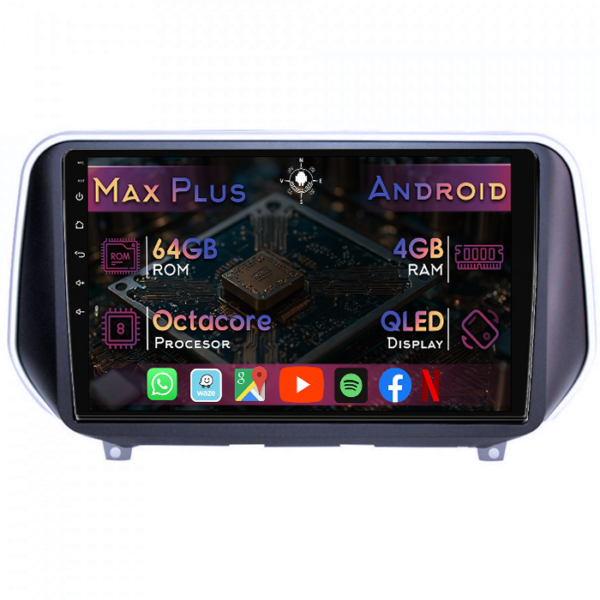 Navigatie dedicata Hyundai Santa Fe 4 2018+, 4GB RAM 64GB ROM, Octacore, Display 9" QLED, Carplay&Android Auto, Android 14, Suport camere AHD