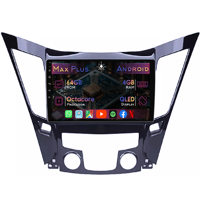 Navigatie dedicata Hyundai Sonata 2009-2014, 4GB RAM 64GB ROM, Octacore, Display 9" QLED, Carplay&Android Auto, Android 14, Suport camere AHD - imagine 1