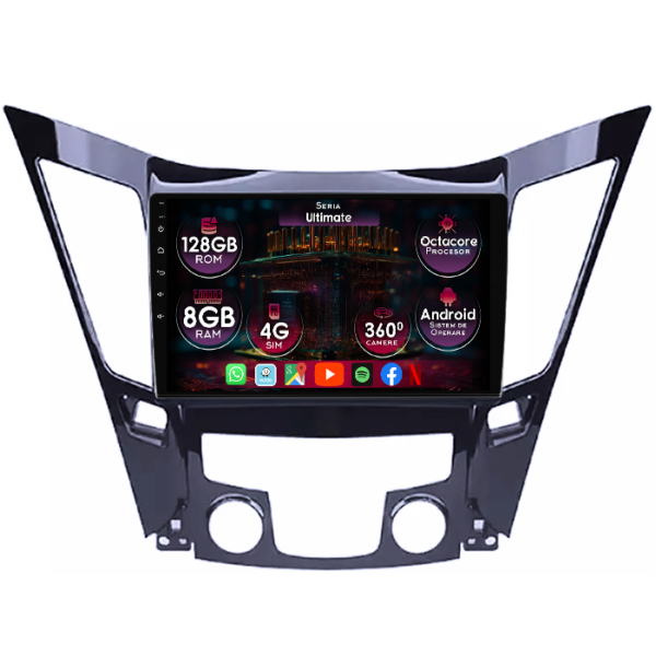 Navigatie dedicata Hyundai Sonata 2009-2014, 8GB RAM 128GB ROM, Octacore, Platforma TS18, Display 9" QLED, Carplay&Android Auto, Android 14, Ventilator Activ