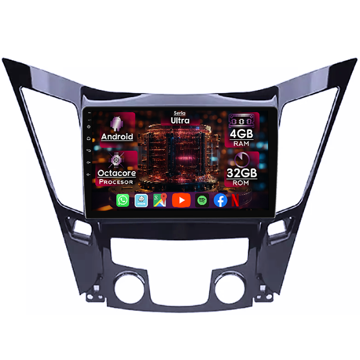 Navigatie dedicata Hyundai Sonata 2009-2014, 4GB RAM 32GB ROM, Octacore, Display 9" QLED 2K, Carplay&Android Auto, Android 14, Ventilator Activ - imagine 1