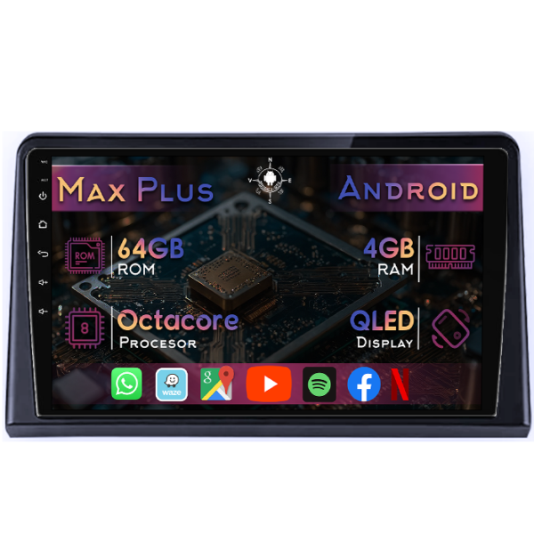 Navigatie dedicata Hyundai Sonata 2017-2019, 4GB RAM 64GB ROM, Octacore, Display 9" QLED, Carplay&Android Auto, Android 14, Suport camere AHD