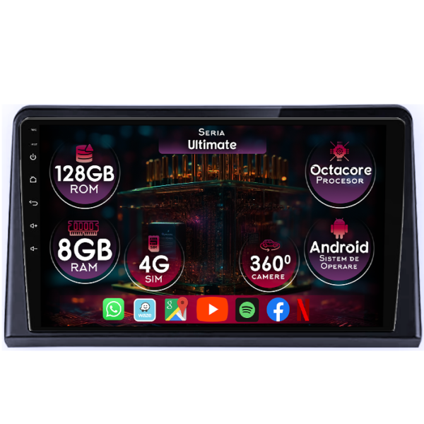Navigatie dedicata Hyundai Sonata 2017-2019, 8GB RAM 128GB ROM, Octacore, Platforma TS18, Display 9" QLED, Carplay&Android Auto, Android 14, Ventilator Activ