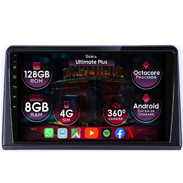 Navigatie dedicata Hyundai Sonata 2017-2019, 8GB RAM 128GB ROM, Octacore, Platforma 7862, Display 9" QLED, Carplay&Android Auto, Android 14, Ventilator Activ