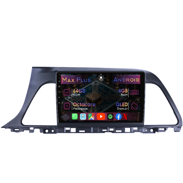 Navigatie dedicata Hyundai Sonata 2015-2018, 4GB RAM 64GB ROM, Octacore, Display 9" QLED, Carplay&Android Auto, Android 14, Suport camere AHD