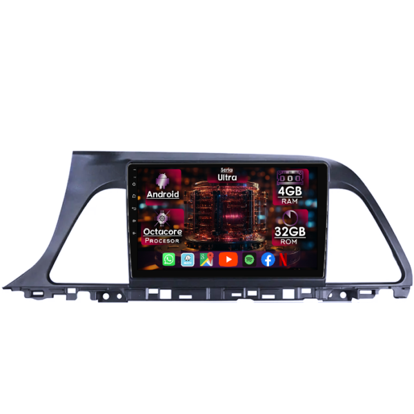 Navigatie dedicata Hyundai Sonata 2015-2018, 4GB RAM 32GB ROM, Octacore, Display 9" QLED, Carplay&Android Auto, Android 14, Ventilator Activ