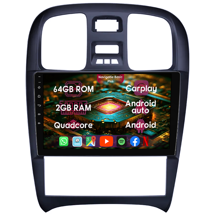 Navigatie dedicata Hyundai Sonata Fe 2004-2012, 2GB RAM 64GB ROM, Quad Core, Display 9" IPS Full HD, Carplay&Android Auto, Android 14, Suport camere AHD - imagine 1