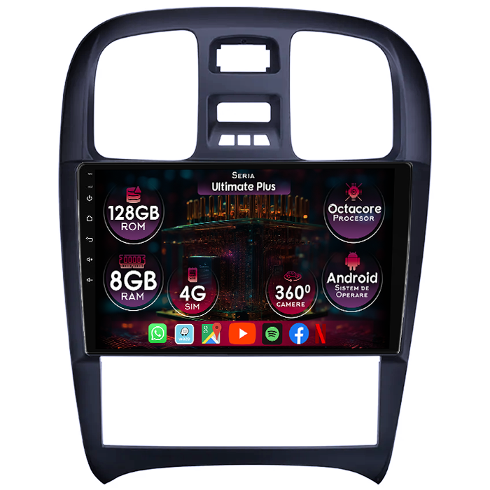 Navigatie dedicata Hyundai Sonata Fe 2004-2012, 8GB RAM 128GB ROM, Octacore, Platforma 7862, Display 9" QLED, Carplay&Android Auto, Android 14, Ventilator Activ - imagine 1