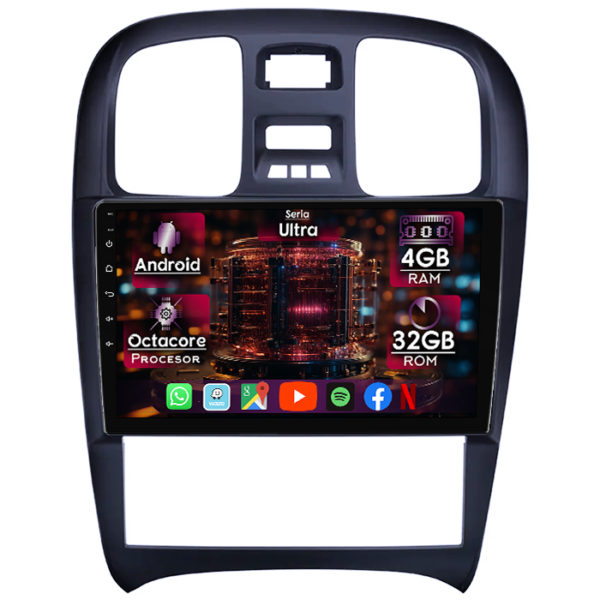 Navigatie dedicata Hyundai Sonata Fe 2004-2012, 4GB RAM 32GB ROM, Octacore, Display 9" QLED, Carplay&Android Auto, Android 14, Ventilator Activ