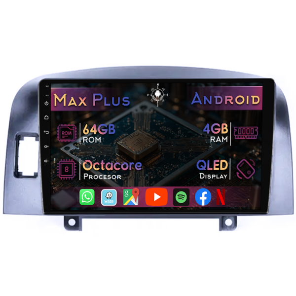 Navigatie dedicata Hyundai Sonata NF 2006, 4GB RAM 64GB ROM, Octacore, Display 9" QLED, Carplay&Android Auto, Android 14, Suport camere AHD