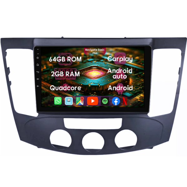 Navigatie dedicata Hyundai Sonata NF 2009, 2GB RAM 64GB ROM, Quad Core, Display 9" IPS Full HD, Carplay&Android Auto, Android 14, Suport camere AHD