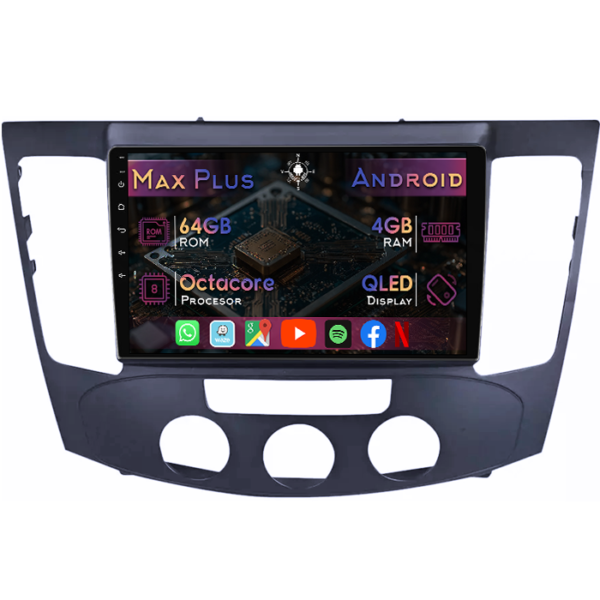 Navigatie dedicata Hyundai Sonata NF 2009, 4GB RAM 64GB ROM, Octacore, Display 9" QLED, Carplay&Android Auto, Android 14, Suport camere AHD