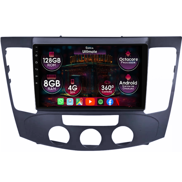 Navigatie dedicata Hyundai Sonata NF 2009, 8GB RAM 128GB ROM, Octacore, Platforma TS18, Display 9" QLED, Carplay&Android Auto, Android 14, Ventilator Activ