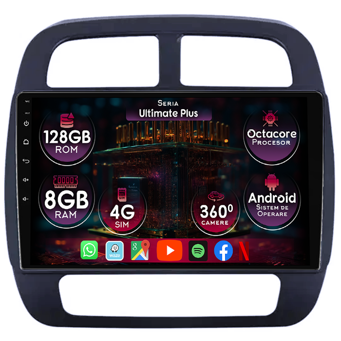 Navigatie dedicata Renault Spring 2015-2019, 8GB RAM 128GB ROM, Octacore, Platforma 7862, Display 10" QLED, Carplay&Android Auto, Android 14, Ventilator Activ - imagine 1